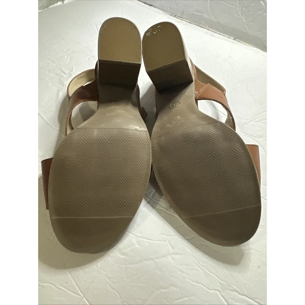 Liz Claiborne Refined Comfort Block Heel Strappy Sandel Brown LC Kadin Sz 9